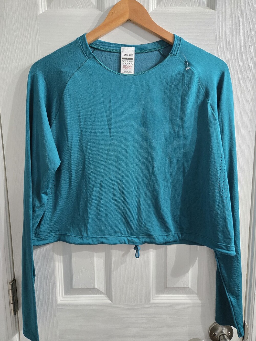 Gymshark Sweat Seamless Workout LS Teal Top Sz XL NWOT